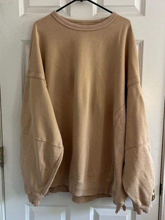 Aerie Tops - Aerie Women's Tan Oversized Crewneck Sweatshirt, 2X Plus Size